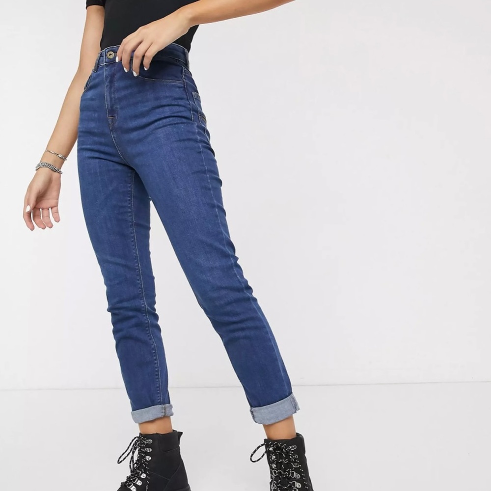 ASOS slim mom jeans in dark blue